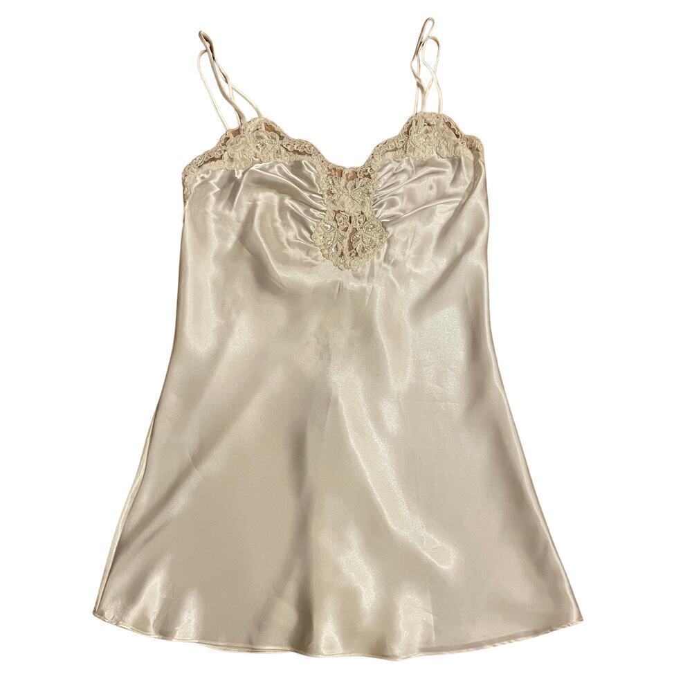 Vintage Deadstock Victoria’s Secret Satin Bridal Nightgown | Pearls, Sequins, M